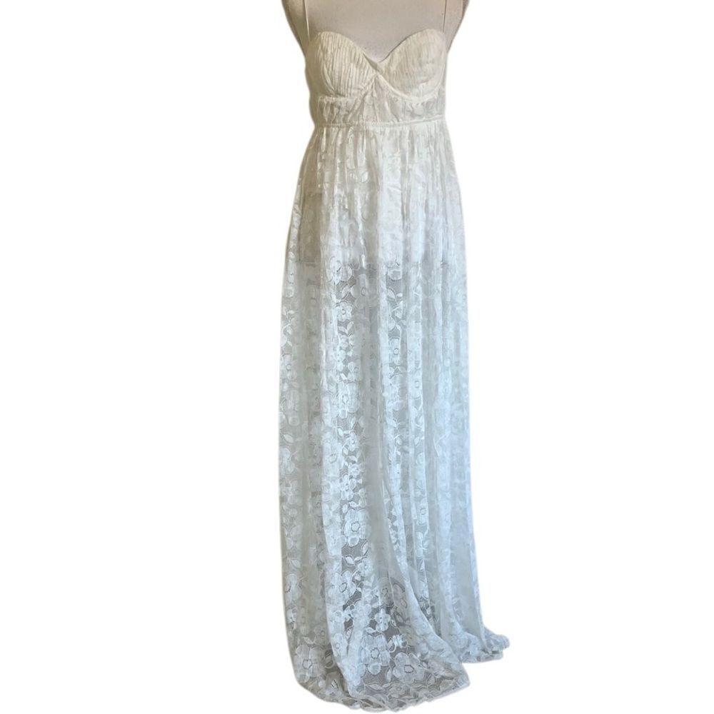 For Love & Lemons Lorena Maxi Dress White Lace Medium NEW MSRP $266 - Picture 4 of 9
